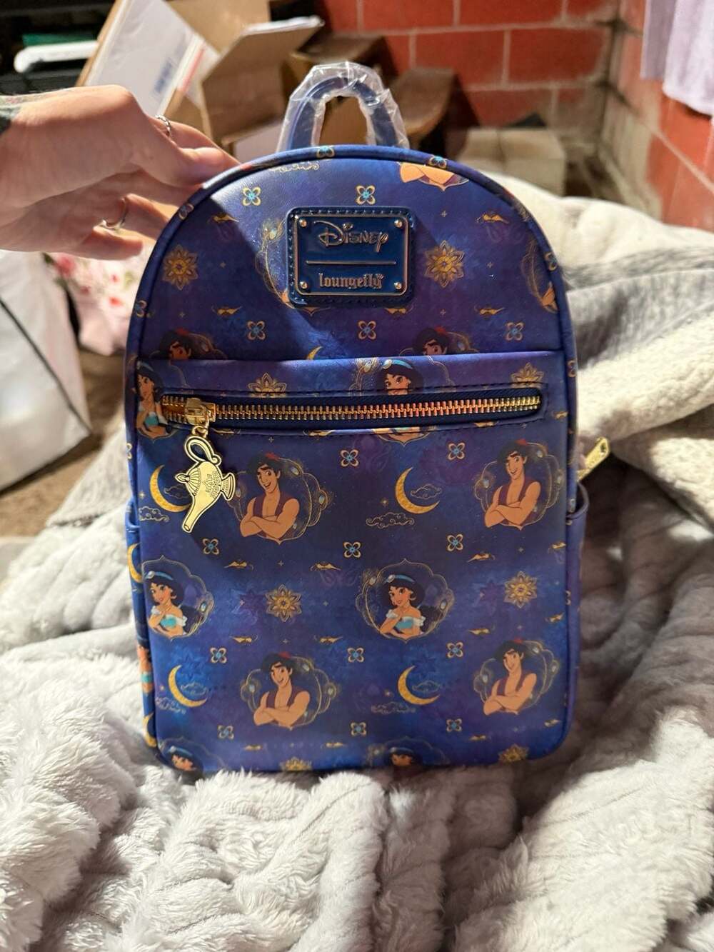 Loungefly Disney Aladdin and Jasmine All Over Print Mini Backpack